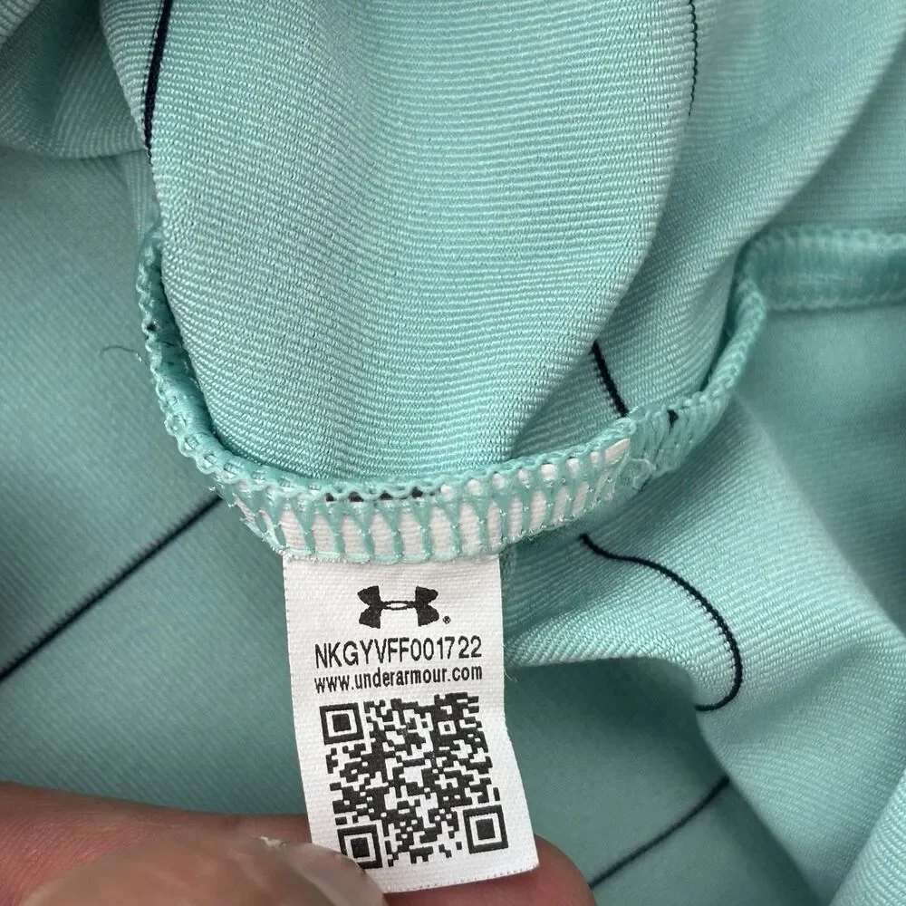 Under Armour Polo Shirt Mens 2XL The Playoff Polo Teal Striped Loose fit Golf